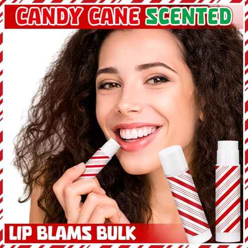 25 Pcs Christmas Candy Flavor Lip Balms Bulk Holiday Peppermint Candy Flavor Lip Balms Christmas Party Gifts Stocking Stuffers Bulk Thank You Gifts for Employee Staff Coworkers Teacher