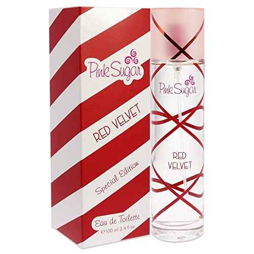 Pink Sugar Red Velvet Perfume for Women, Eau de Toilette, Body Mist, Sweet and Fruity Long-Lasting Scent, Notes of Floral, Strawberry, and Caramel