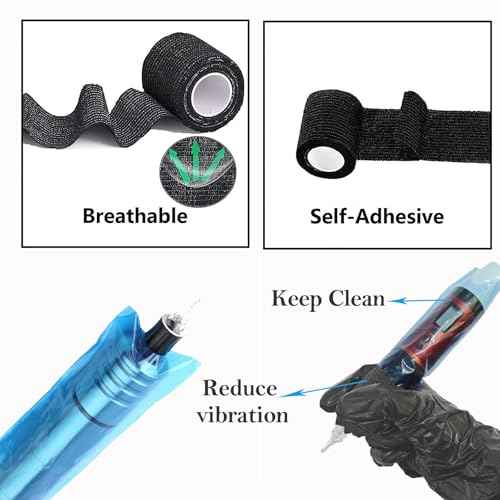 200pcs Machine Covers and 4pcs Grip Tape, Urknall Tattoo Pen Covers Grip Cover Barrier Sleeves Professional Tattoo Supplies
