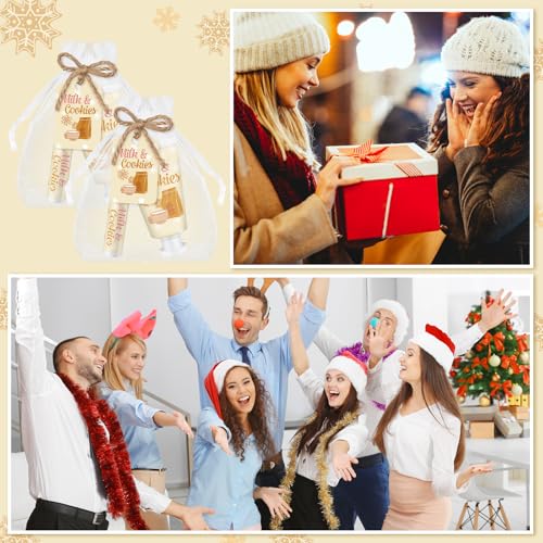 192 Pcs Christmas Hand Cream and Lip Balm Gifts 48 Sets Milk and Cookies Winter Christmas Party Favors Xmas Bridal Baby Shower Gifts Hand Lotion and Lip Balm for Guest Wedding Party Supplies