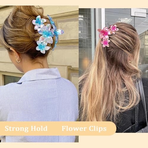 Hawaiian Flower Hair Clips,6 Pcs Large Matte Hair Claw for Women Non-Slip Strong Hold Clips for Thick Hair, Hair Accessories for Women and Girls