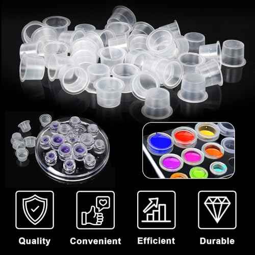 300pcs Tattoo Ink Caps with 2 Cups Holders - 300Pcs Tattoo Ink Cups Pigment Caps With Base Sizes 11mm Disposable Tattoo Caps Tattoo Supplies (Mixed 300Pcs add Holder)