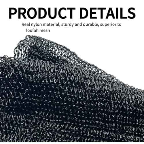 African Net Sponge Authentic, African Exfoliating Sponge Real African Net Black Owned, African Bath Sponge Back Scrubber, Body Exfoliator Shower Bath Accessories (Black)