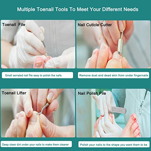 6Pcs Toenail Clippers for Thick Toenails Ingrown Nail Clippers, Large Toe Nail Clippers, Heavy Duty Toe Nail Clippersfor Seniors Toenail Clippers Set with Long Handle for Men