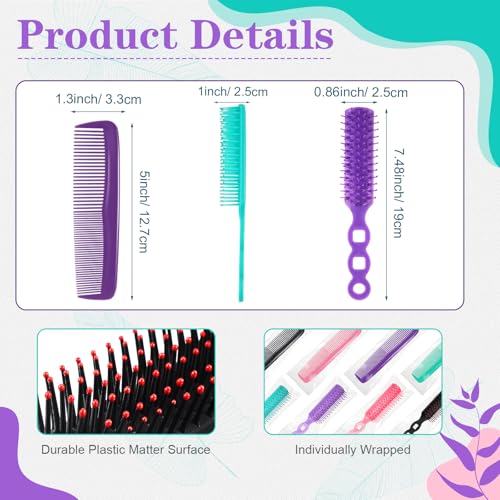 72 Pcs Bulk Hair Brushes Combs Set for Homeless Individually Wrapped Hairbrushes Bulk Curly Thick Long Smoothing Detangling Hairbrushes for Women Hotel Homeless Nursing Charity (Multicolor)