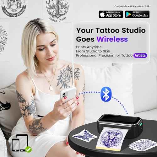 Tattoo Stencil Printer, TP31 Mini Thermal Tattoo Printer Machine with 30pcs Transfer Paper, Bluetooth Stencil Printe for Temporary Tattoos, Artists & Beginners, Compatible with Smartphone & Tablet