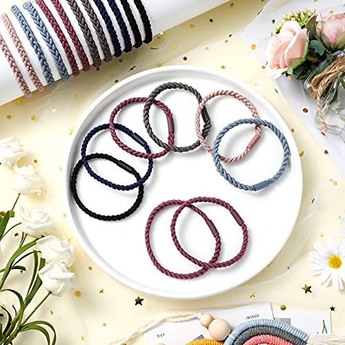Xinnun 48 Pcs Braided Hair Ties Elastic Ponytail Holders Accessories Hair Ties Soft Rubber Bands for Women and Girls Christmas Gift, Bright Colors