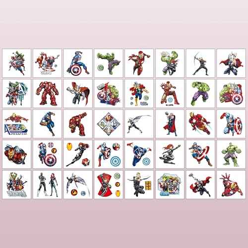 40Sheets Avengers Temporary Tattoos for Kids,Cartoon Avengers Temporary Tattoos Gift For Fan Birthday Party Decorations for Girl Boys Home Activity Class Prizes Carnival Christmas Rewards