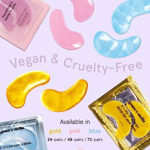 grace & stella Award Winning Under Eye Mask - Travel Essentials - Birthday Gifts for Women - Gel Eye Patches for Dark Circles, Puffy Eyes, Wrinkles, Undereye Bags - Vegan - Self Care (24 Pairs, Gold)