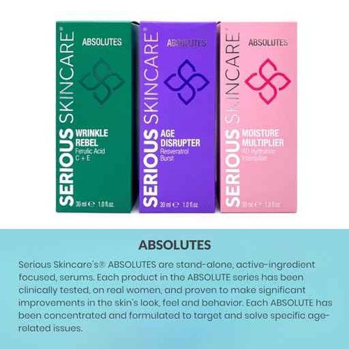 Serious Skincare Absolutes Age Disrupter Facial Treatment Serum with Resveratrol for Smooth & Radiant Skin - Grape Skin Stem Cells - Improve Elasticity - 1 oz.