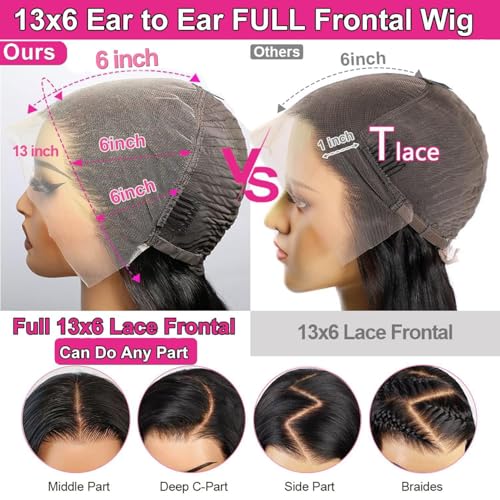 250% Density 13x6 Body Wave Lace Front Wigs Human Hair HD Transparent full frontal lace wigs human hair 13x6 for Women Glueless Wigs Human Hair with Baby Hair