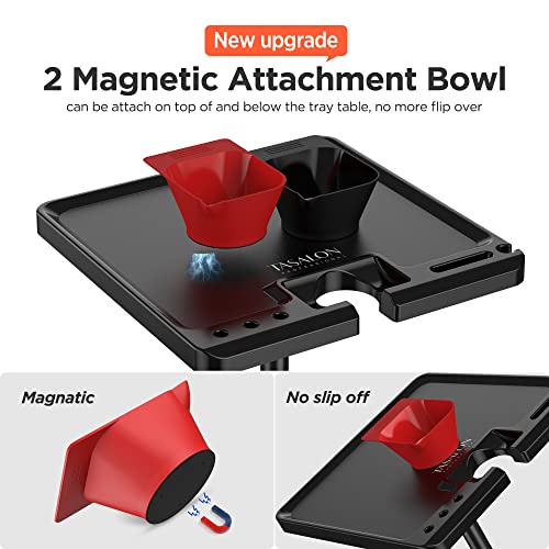 TASALON Ultimate Salon Tray on Wheels,Tray Cart with 2 Magnetic Bowls Irony Tattoo Table Station Rolling Tray with Hair Stickless Wheels,Chemical-Resistant Hair Stylist Instrument Tray,Tray for Dyson