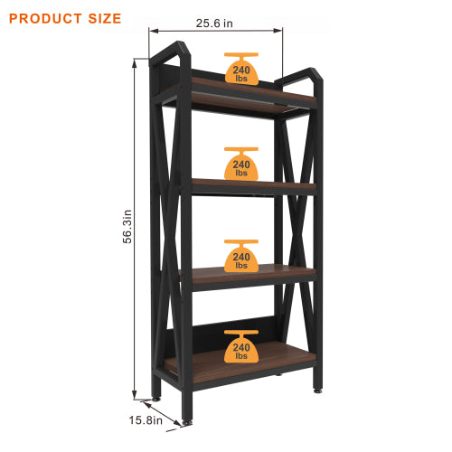 56.3'' 4-Level Baker's Rack - Metal & Wood Kitchen Shelves