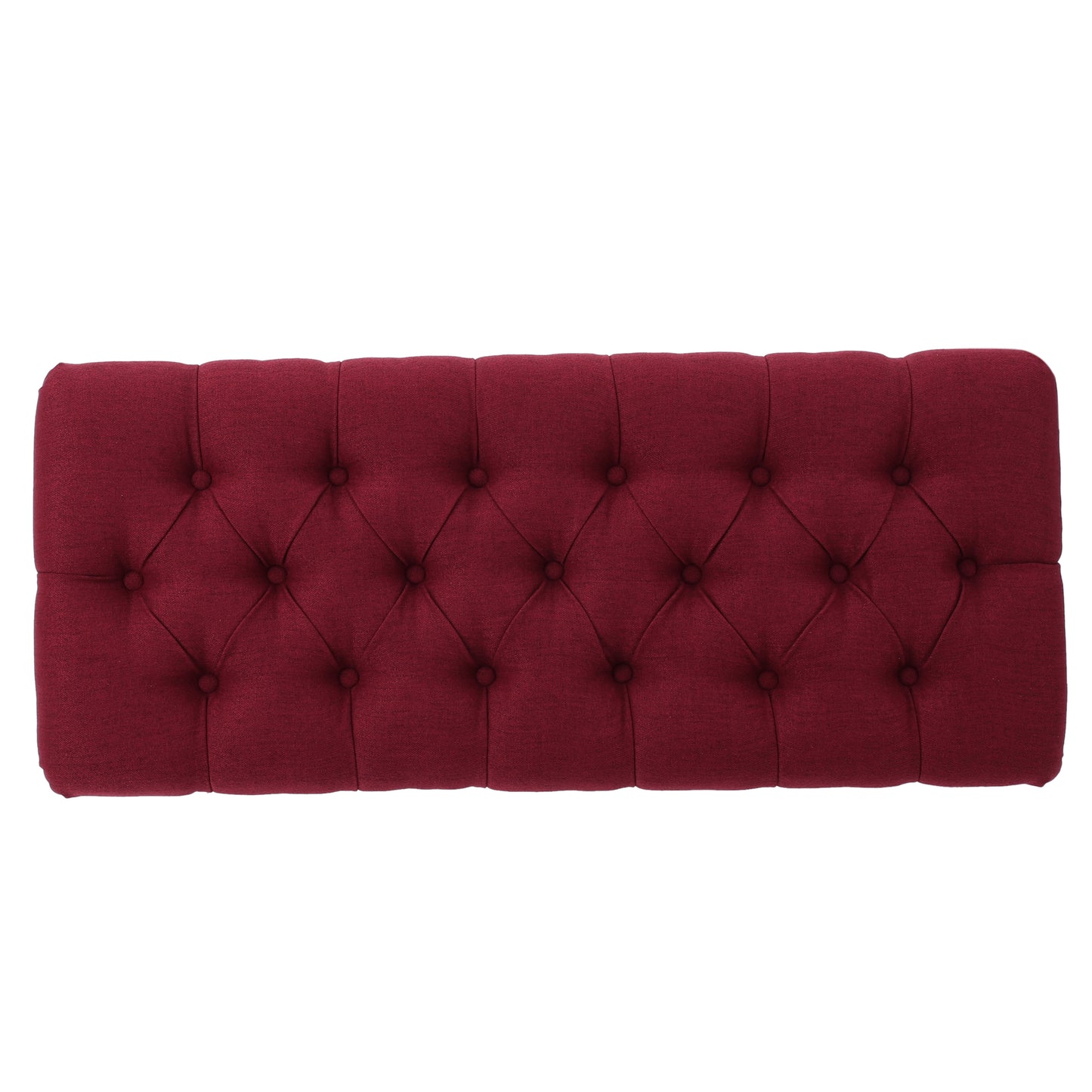 Red Fabric Ottoman Bench with Button Tufting