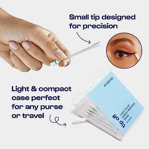 Alleyoop Cotton Swabs for Makeup, Tip Off Liquid-Filled Makeup Removing Swabs (24 Count, 3 Pack) - Easy-To-Use & Space Saving Makeup Remover - Disposable Cotton Tips for Eye, Lip, Eyebrow, & Eyeshadow