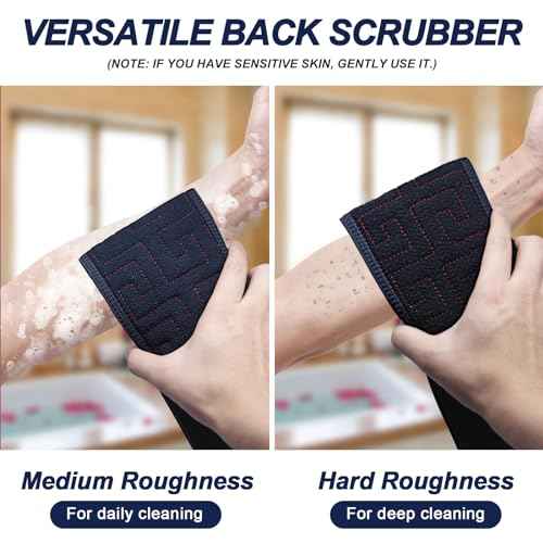 Exfoliating Back Scrubber for Shower, 38 Inches Long Back Exfoliator with Two Handles for Men and Women Acne, Double-Sided Bath Back Washer Body Cleaner to Scrub Your Skin