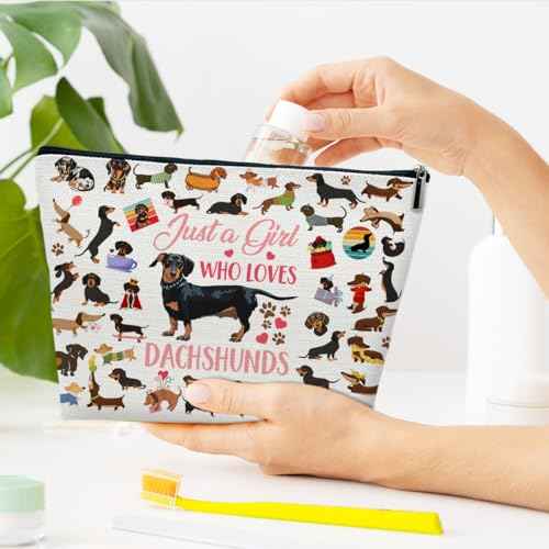 Funny Dachshund Makeup Bag, Dachshund Gift for Dachshund Lover, Dachshund Gifts for Women, Best Gift Idea for Dog Loves, Funny Birthday Christmas Gift For Pet Owner Sister Bestie Bff