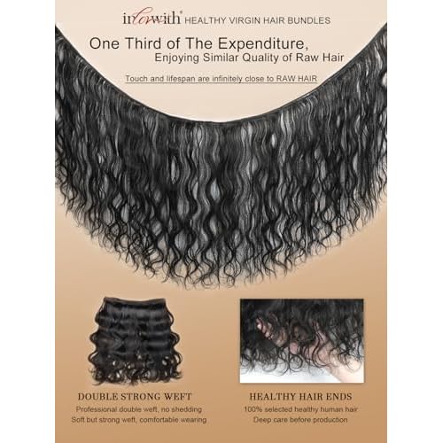 inlovwith Body Wave Bundles Human Hair, 100% Unprocessed Brazilian Virgin Hair, Selected Healthy Human Hair Bundles for Women(3 Bundles, 14 16 18 Inches)
