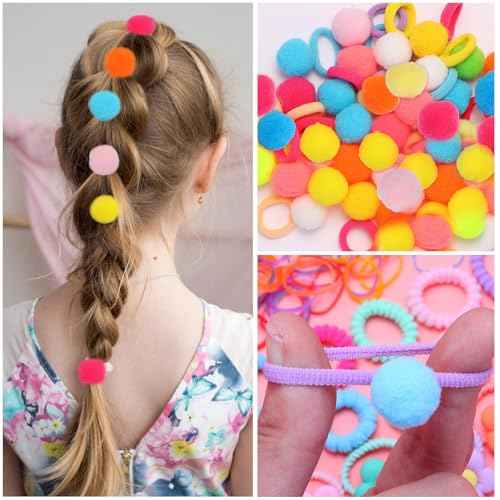 Small Elastic Hair Ties Hair Accessories for Girls£¬Colorful Baby Rubber Hair Bands Set with Hair Clips Hair Styling Tools