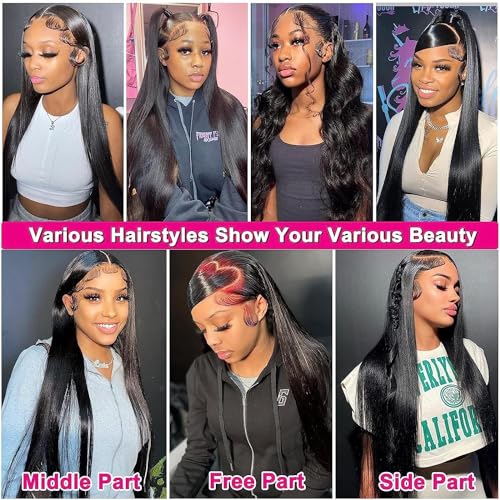 BELE 18 inch 13x6 Transparent Lace Front Wigs Human Hair 180% Density Brazilian Straight HD Lace Front Glueless Wigs Virgin Huamn Hair for Black Women Natural Color Pre Plucked with Baby Hair