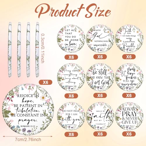 60 Pcs Mini Wildflower Bible Verse Compact Mirrors Bulk Religious Christian Pocket Purse Mirrors Small Church Gifts for Women Sunday School Summer Christmas Party Favors