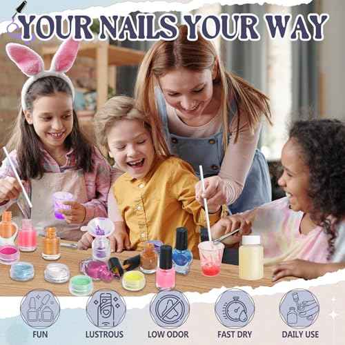 Nail Polish Making Kit, JCOOS DIY Nail Kit for Beginners With Everything, 12 Empty Nail Polish Bottles with Brush, 24 Pigment, Fun Nail Polish Kit, Christmas Gifts for Kids Nail Polish Set for Girls