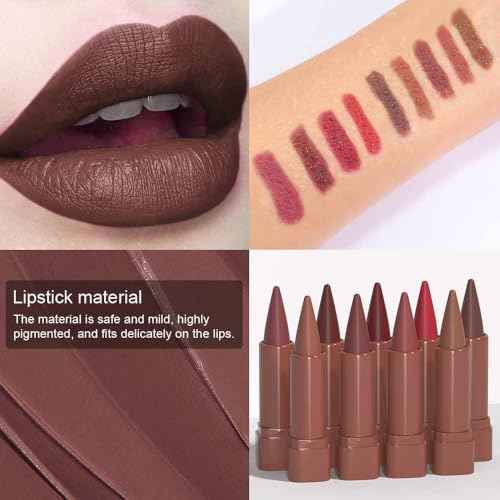 BINGBRUSH 2-in-1 Gradient Matte Lipstick & Lip Liner Set,3PcsLong Lasting Waterproof Lip Crayon for Women, Flawless Contour, Lightweight Ombre Lip Color Pencil(03#&05#&08#)