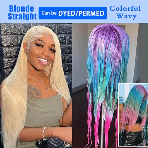 613 Lace Front Wig Human Hair 13x6 Transparent Lace 613 HD Lace Frontal Wig Straight Blonde Lace Front Wigs Pre Plucked With Baby Hair 30 Inch