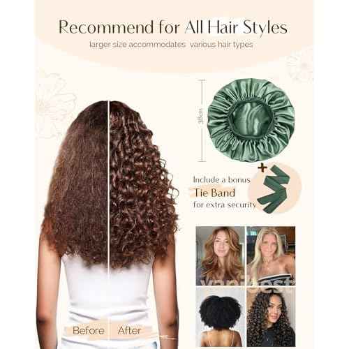 YANIBEST Silk Bonnet for Sleeping Women, Double Layer Hair Satin Bonnets with Elastic Band, Sleep Cap Curly Natural Hair
