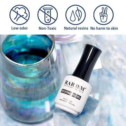 RARJSM Blooming Gel Nail Polish,Clear Blooming GelPolish 15ML UV LED Soak Off Nail Art Polish Blossom Gel for Spreading Effect Graffiti Marble Flower Watercolor Magical DIY Manicure Design