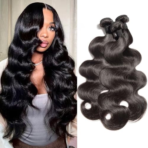 Body Wave Bundles Human Hair 24 24 24Inch Human Hair Raw Bundles 100% Unprocessed Brazilian Virgin Quick Weave Hair 3 Bundles for Black Women Natural Color