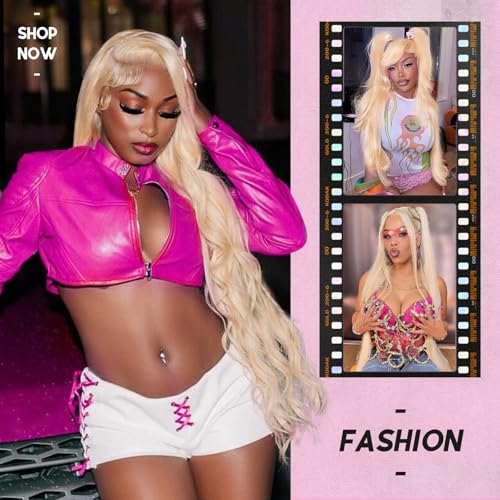 613 Lace Front Wig Human Hair 200 Density Blonde Wig Human Hair Body Wave Blonde Lace Front Wigs Human Hair Pre Plucked 613 HD Lace Frontal Wig 13x6 24 Inch