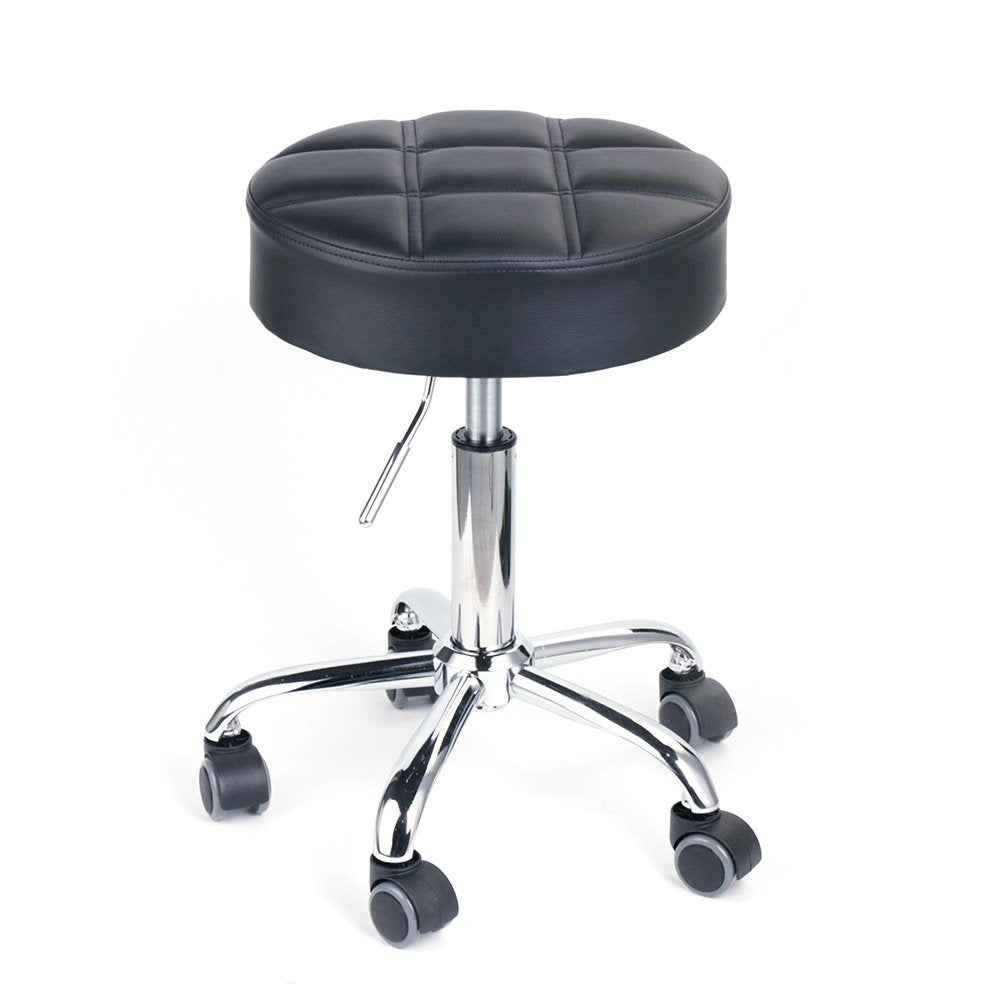 Leopard Round Rolling Stools, Adjustable Work Medical Stool with Wheels (Black)