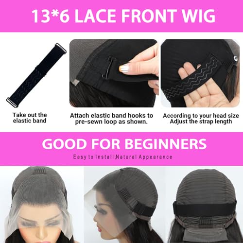 Kinky Straight Wig 13x6 Lace Front Wigs Human Hair 20 Inch Yaki Straight Human Hair Wig 200% Density Lace Front Human Hair Wigs for Black Women