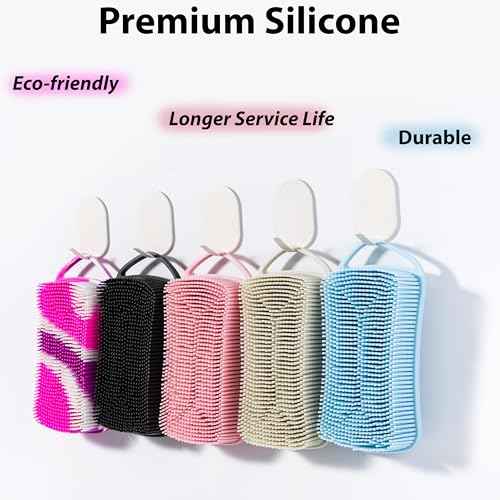 2 PC Silicone Body Scrubber, 2 in 1 Exfoliating Shower Bath Scrubber, Soft Silicone Loofah for Sensitive Skin, Shower Hair Scalp Massager, Easy to Clean, Lather Well (Grey&Black)