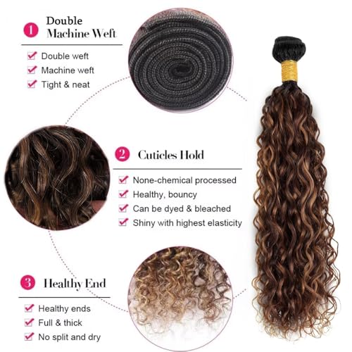 Brown Human Hair Bundles Ombre Highlight Bundles Human Hair #4 Water Wave Bundle 20 22 24 inch P430 Water Wave Bundle
