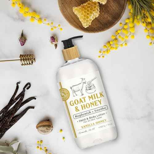 Raes Lil Shop Goats Milk Hand & Body Lotion, Coconut Almond and Vanilla Honey Scents, 32 oz Set of 2 by Home and Body Company
