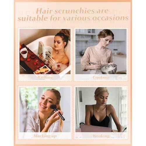 5 PCS Furry Scrunchies -Elastic Hair Scrunchies Fur Hair Ties Ponytail Holder Hair Bands Fuzzy Hair Accessories for Women and Girls(Khaki)