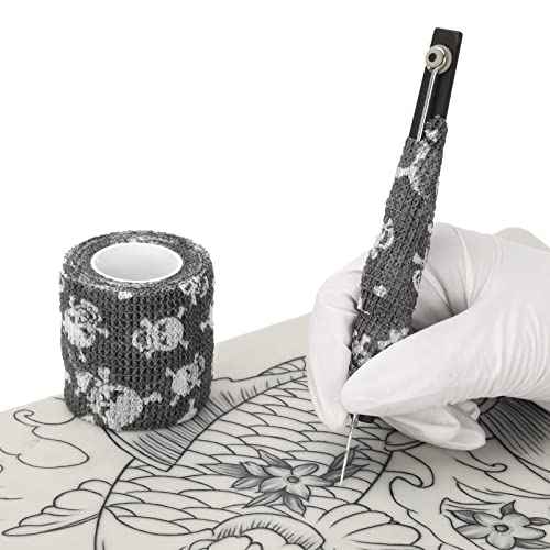 ATOMUS 5pcs 5cm * 1.8m Disposable Cohesive Self-adhesive Tattoo Grip Bandage Roll Mini Elastic Handle Grip Tube Cover Wrap (#01)