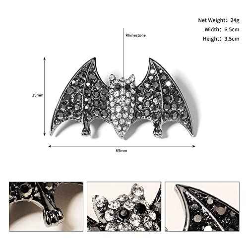 Gothic Black Bat Rhinestone Hairpins - Vampire Decor Bun Hair Clips for Party Costume, Girls