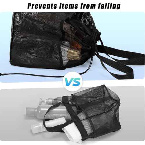 Portable Mesh Shower Caddy ? Hanging Toiletry Bag with Multiple Pockets ? Lightweight Travel Organizer for Bathroom, Camping, and Gym (BLACK)