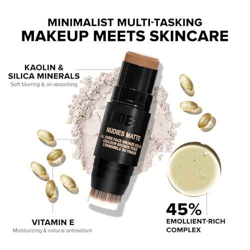 Nudestix Nudies Bronze All Over Matte Bronzing Stick ? 3-in-1 Cream Bronzer for Cheeks, Eyes & Lips with Built-In Brush | Natural Contour & Sun-Kissed Glow