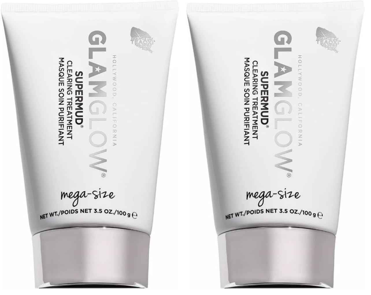 Glamglow SUPERMUD Instant Clearing Treatment Face Mask | Clears Complexion, Minimizes Pores + Face Exfoliator, Full Size Set, 3.5 Ounce
