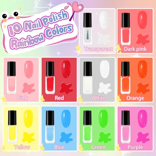 Kids Nail Polish Set for Girls, 28Pcs Nail Art Kit with Nail Dryer, Non-Toxic Peel-Off Water-Based Nail Polish Christmas Birthday Gifts Toddlers Kids Girls Toys Ages 8 9 10+