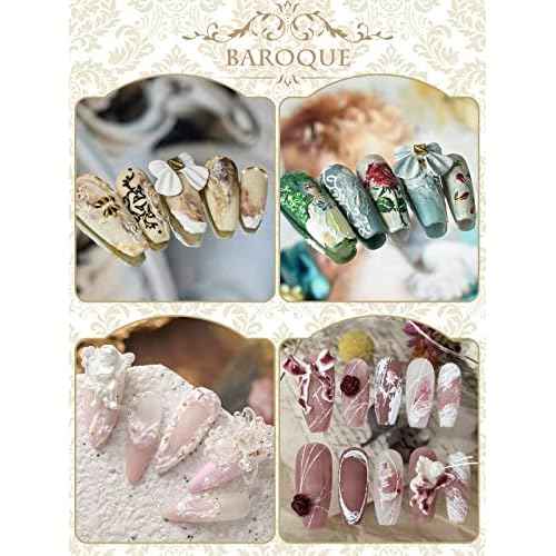 32PCS Nail Art Rhinestone, Lorvain 3D AB Nail Diamonds Relief Style Nail Art Rhinestones Metal Alloy Gold Flower Nail Charms Mix Size Nail Accessories for Women Girls Nail DIY Decoration Design