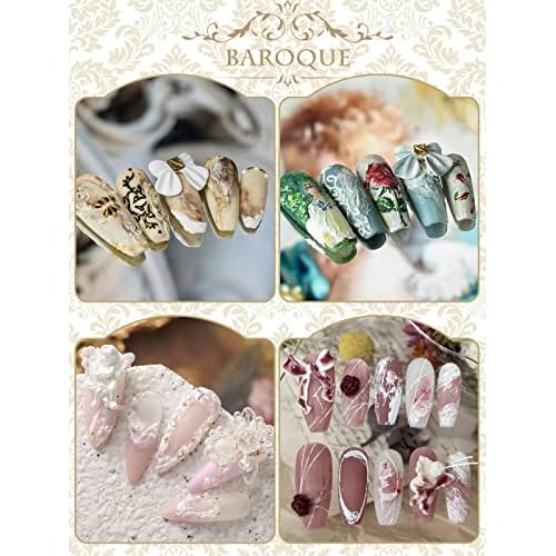 32PCS Nail Art Rhinestone, Lorvain 3D AB Nail Diamonds Relief Style Nail Art Rhinestones Metal Alloy Gold Flower Nail Charms Mix Size Nail Accessories for Women Girls Nail DIY Decoration Design