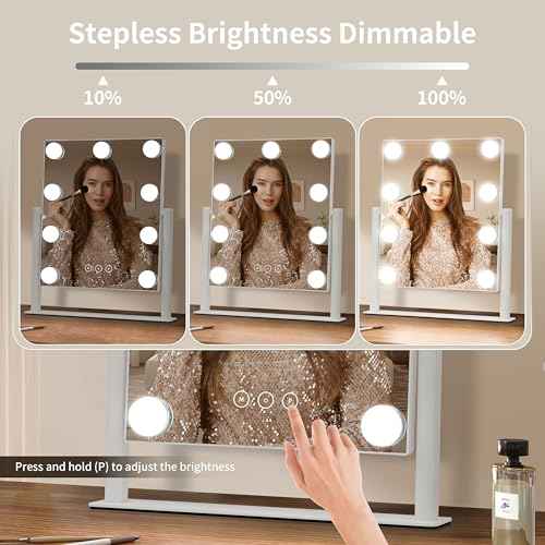 Vanity Mirror with Lights, Makeup Mirror with Lights,3 Color Lighting Modes Detachable 10X Magnification Mirror Touch Control,360¡ÆRotation, White.
