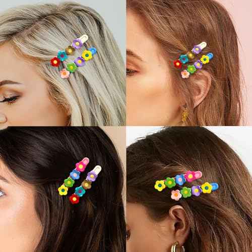 Fancy Flower Alligator Hair Clips and Barrettes Set - 4 Pcs Decorative Hair Accessories for Women with Thick Hair