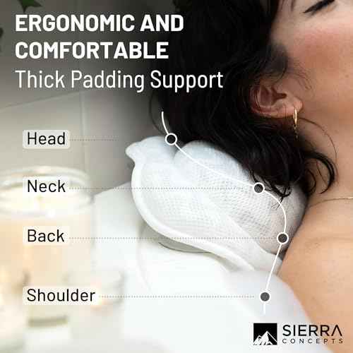 Sierra Concepts Bath Pillow Spa Bathtub Ergonomic for Tub, Neck, Head, Shoulder Pillows Support Cushion Headrest - Luxury Soft 3D Mesh + Strong Grip Suction Cups Soaking Large, Paradise