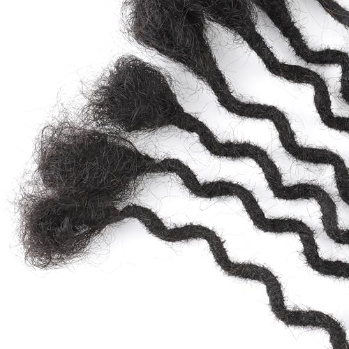 10 Inch 30 Strands Curly Loc Extensions Human Hair, 0.4cm Width 100% Human Hair Dreadlock Extensions for Men/Women, Can be Dyed Soft Dreads Extension